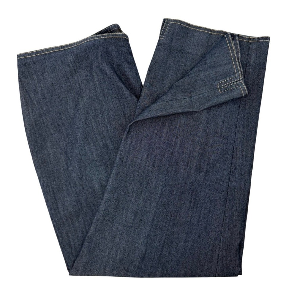 St. John Womens 12 Pants Dark Wash Denim Side Zip Cropped Straight Leg Trousers